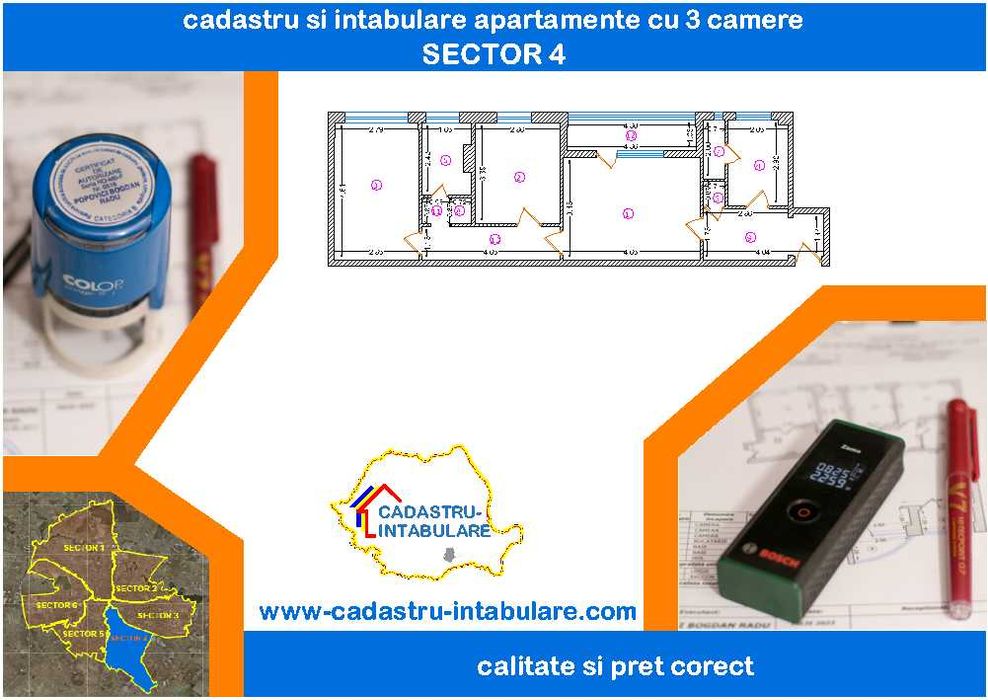 Cadastru si Intabulare apartamente/garsoniere - Bucuresti SECTORUL 4