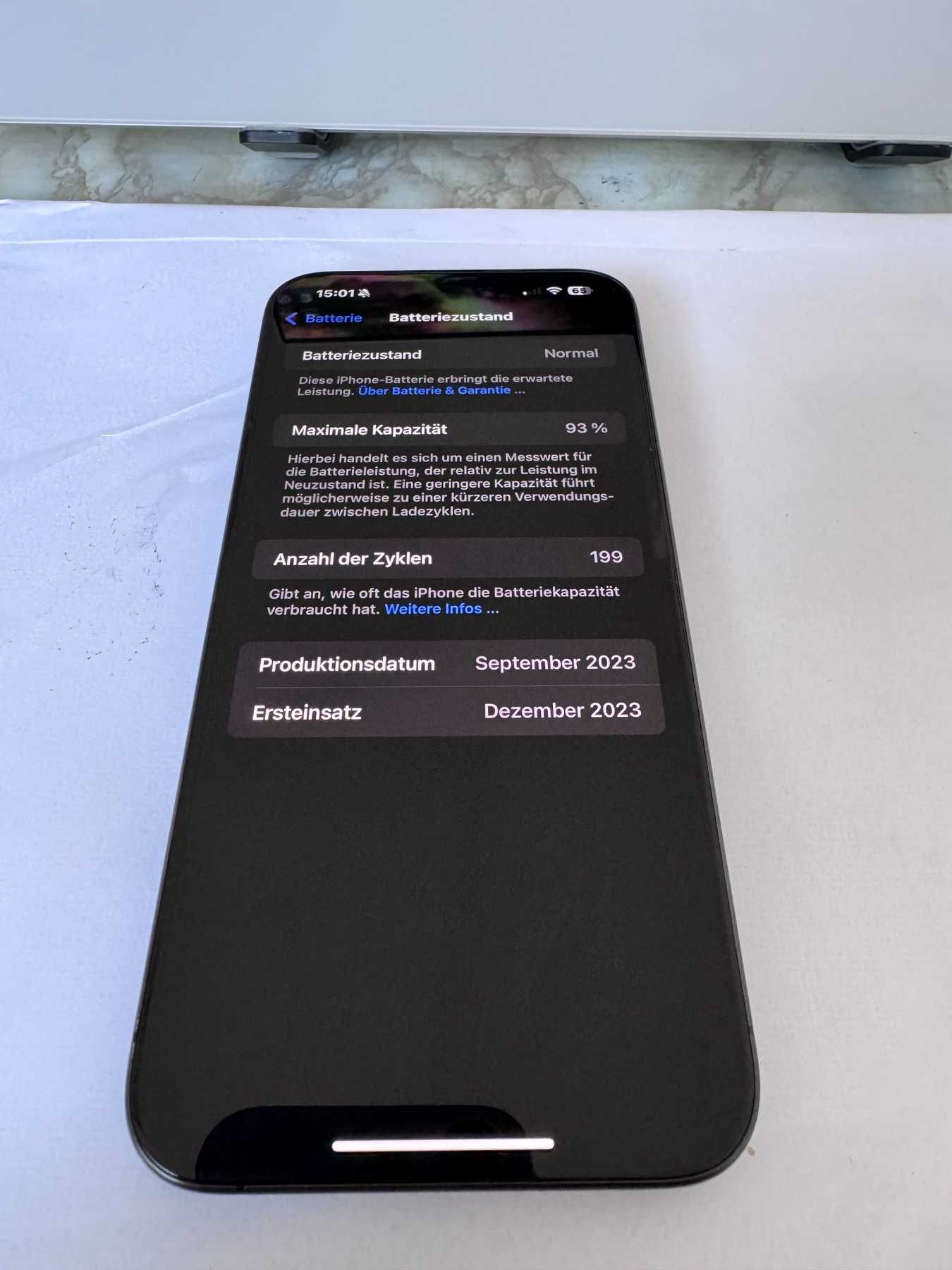 Перфектно състояние! iPhone 15 Pro Max 256GB Black 93%