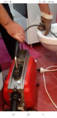 Desfundare canalizare cu rac electric. ,inspectie video canalizare