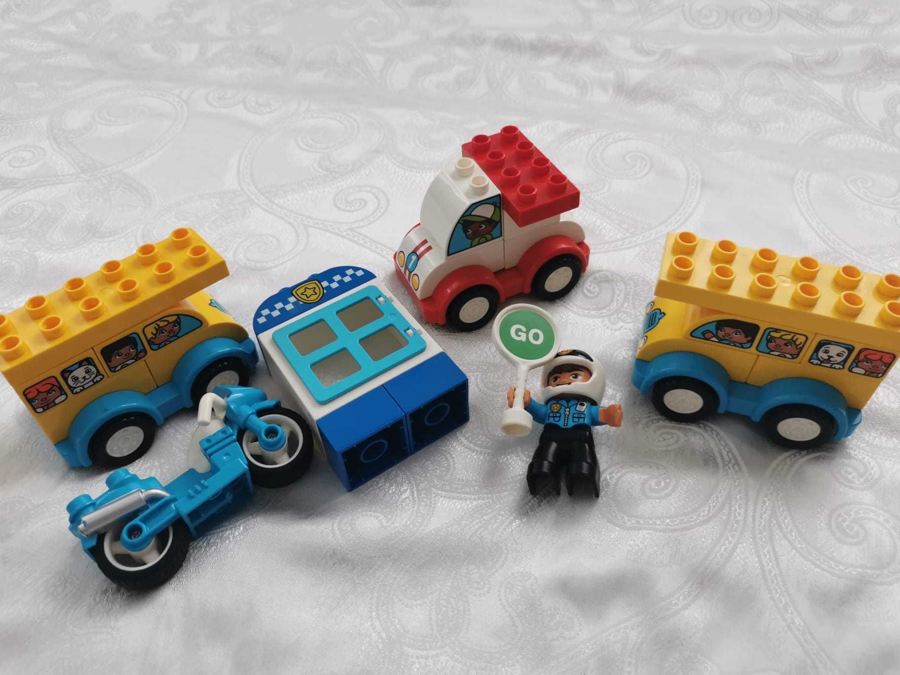 Lego duplo diverse masini, autobuz si motocicleta politist