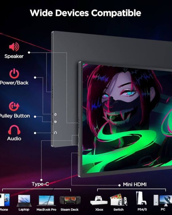 Monitor portabil pentru gaming UPERFECT Monitor 2K 144Hz 16 “