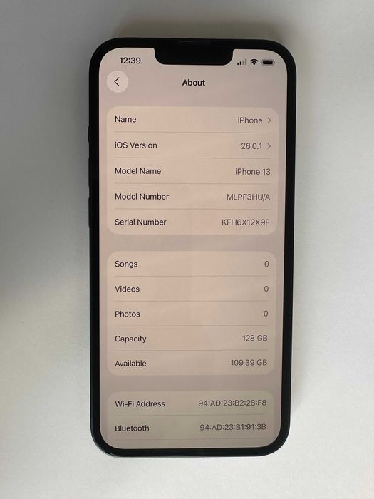 КАТО НОВ !!! iPhone 13 - Черен - 128GB - Отключен - 100% БАТЕРИЯ !!!