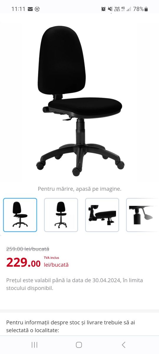 Scaun birou ergonomic rotativ negru