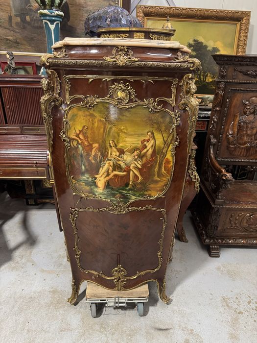 Bar Louis XV - pictură manuală, ornamente bronz, blat de marmură