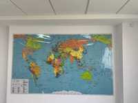 Образовательная карта мира большой формат на стену 250см х 150см