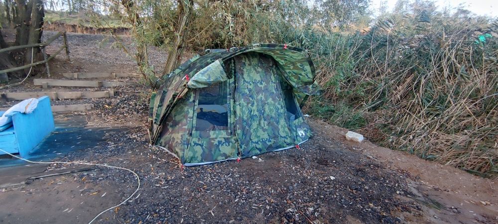 Cort de pescuit vidaXL, pentru 5 persoane, camuflaj, impermeabil, 7.83