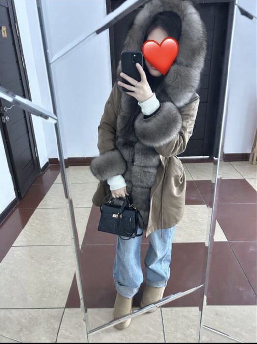 Натуральная женская парка с мехом песца