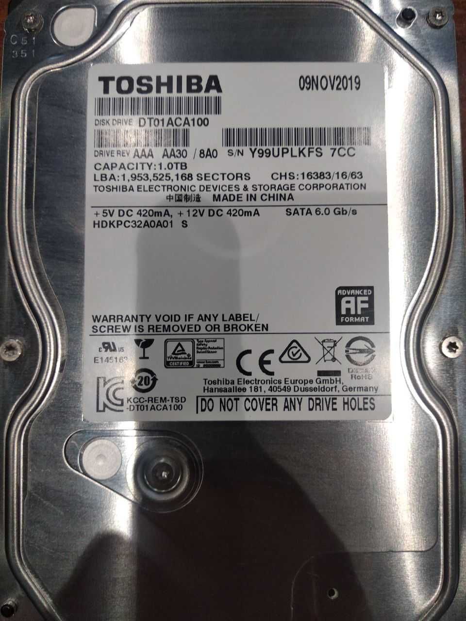 Жесткий диск Toshiba 1 TB (Sata 6gb/s)