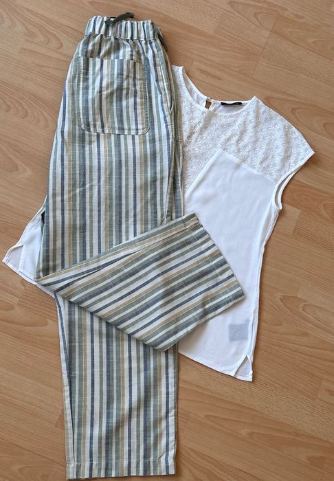 Страхотен сет от раиран панталон Zara & ефирна блуза Stella Nova