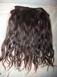 Българска  плътна коса от перукер, 50см,4треси,ръчно трaсиране