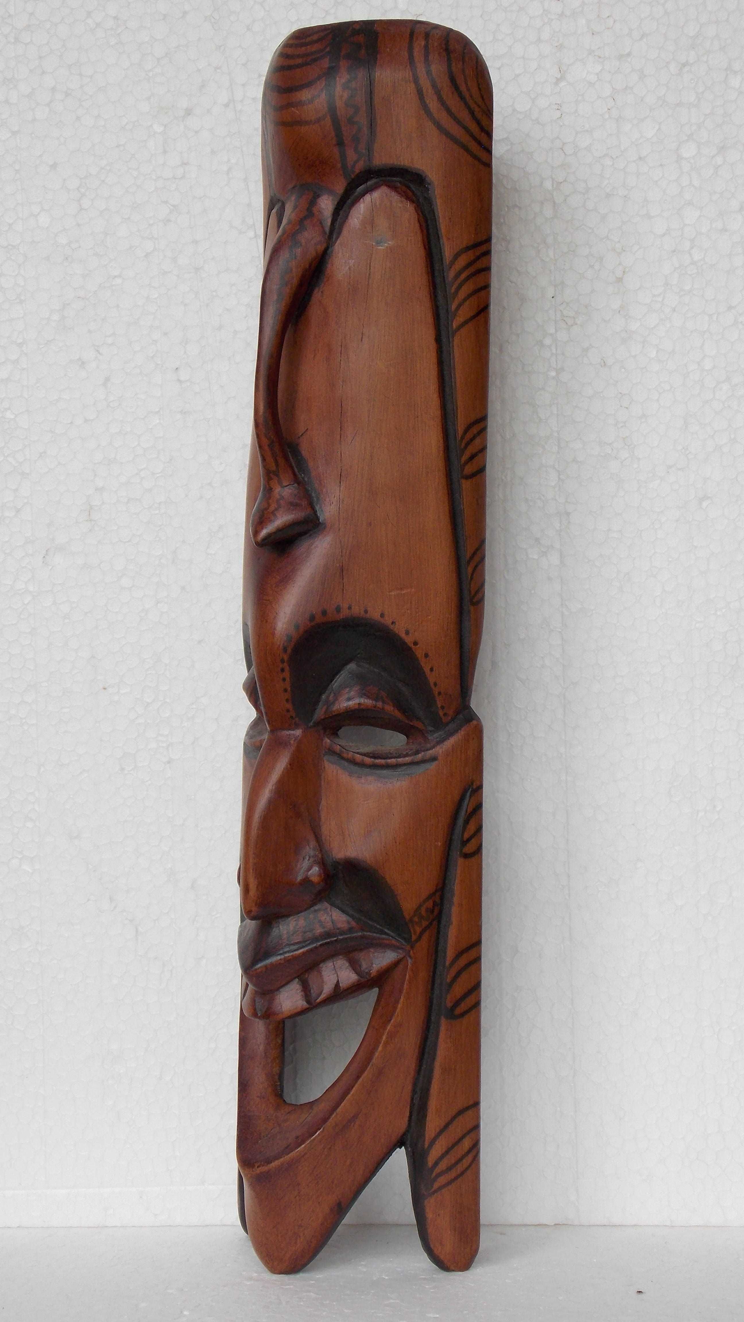 masca statueta 40cm sculptura lemn arta decor handmade antichitati