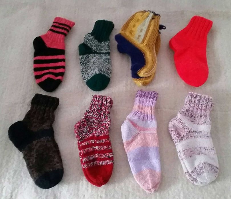 Плетени на ръка вълнени чорапи/ шушони за мъже, жени и деца
