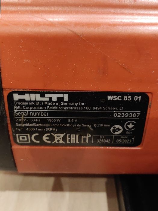 Circular Hilti WSC 85 – Stare impecabilă, an 2023