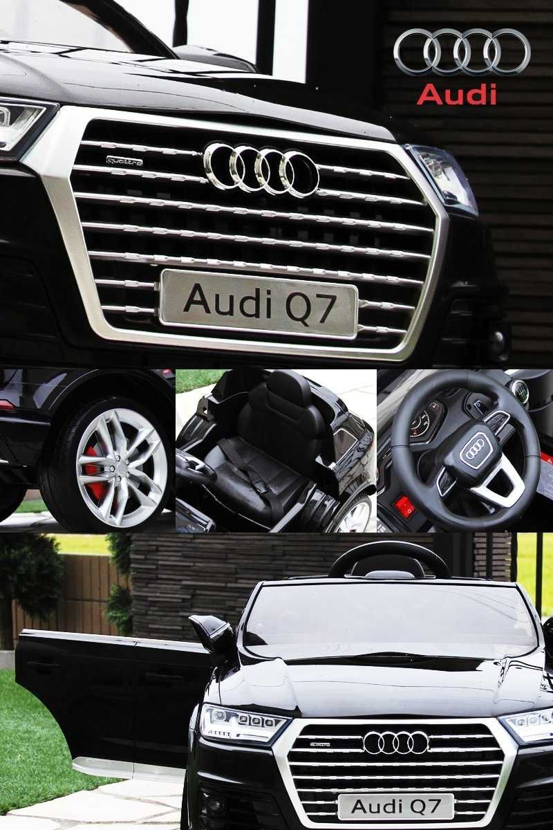 Акумулаторен джип Audi Q7 12V с меки гуми, Кожена седалка, Металик боя