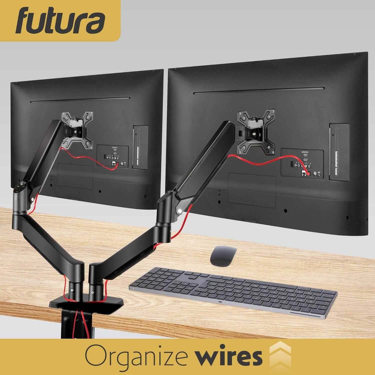 Стойка за бюро Futura за два монитора 13-32 инча,VESA 75x75 100x100 мм