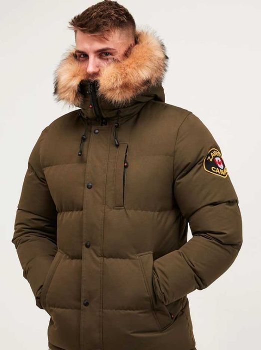 Geaca puf si pene parka XS S Zavetti Canada NOUA premium verde