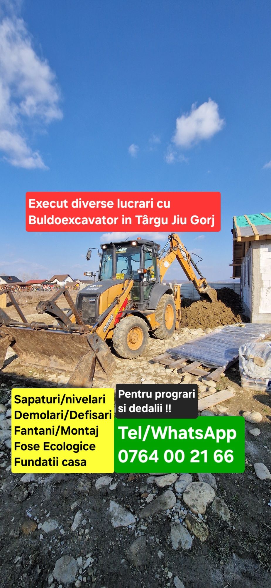 Buldoexcavator/miniexcavator inchirieri  Târgu Jiu Gorj