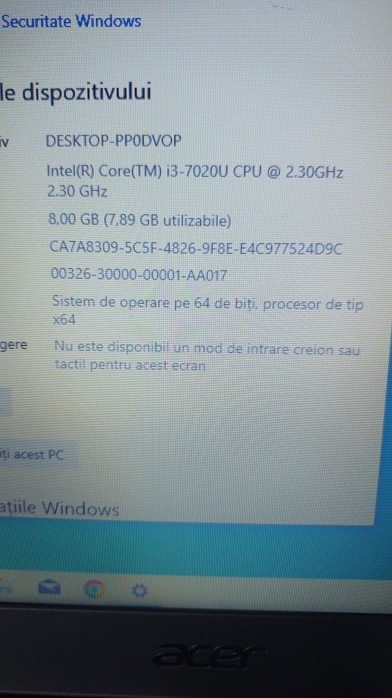 Laptop Acer i3 gen7 ssd 256 8g ddr4