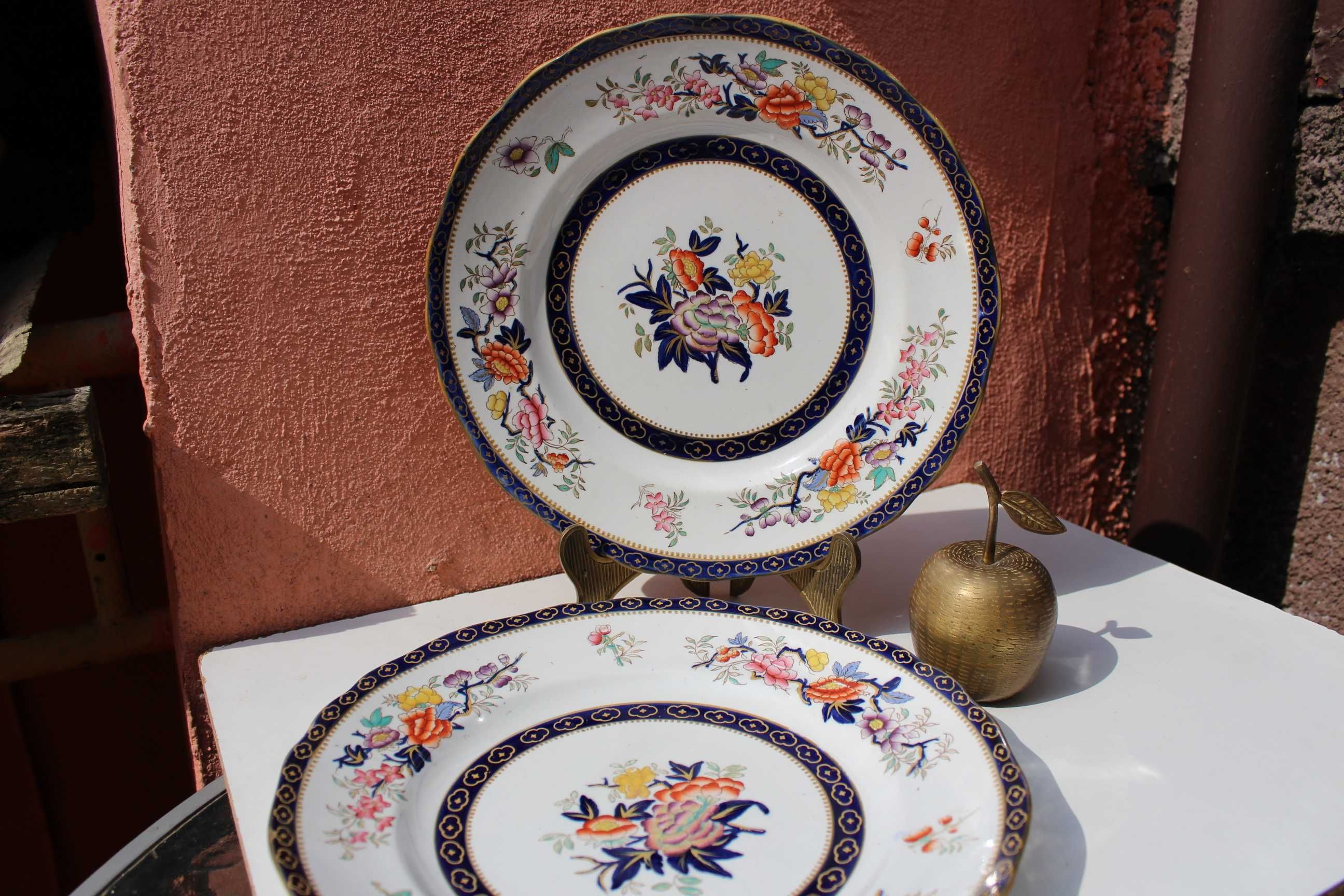 Set 2 farfurii CHINA, Export porcelain, secolul 19, 26,5 cm diametru