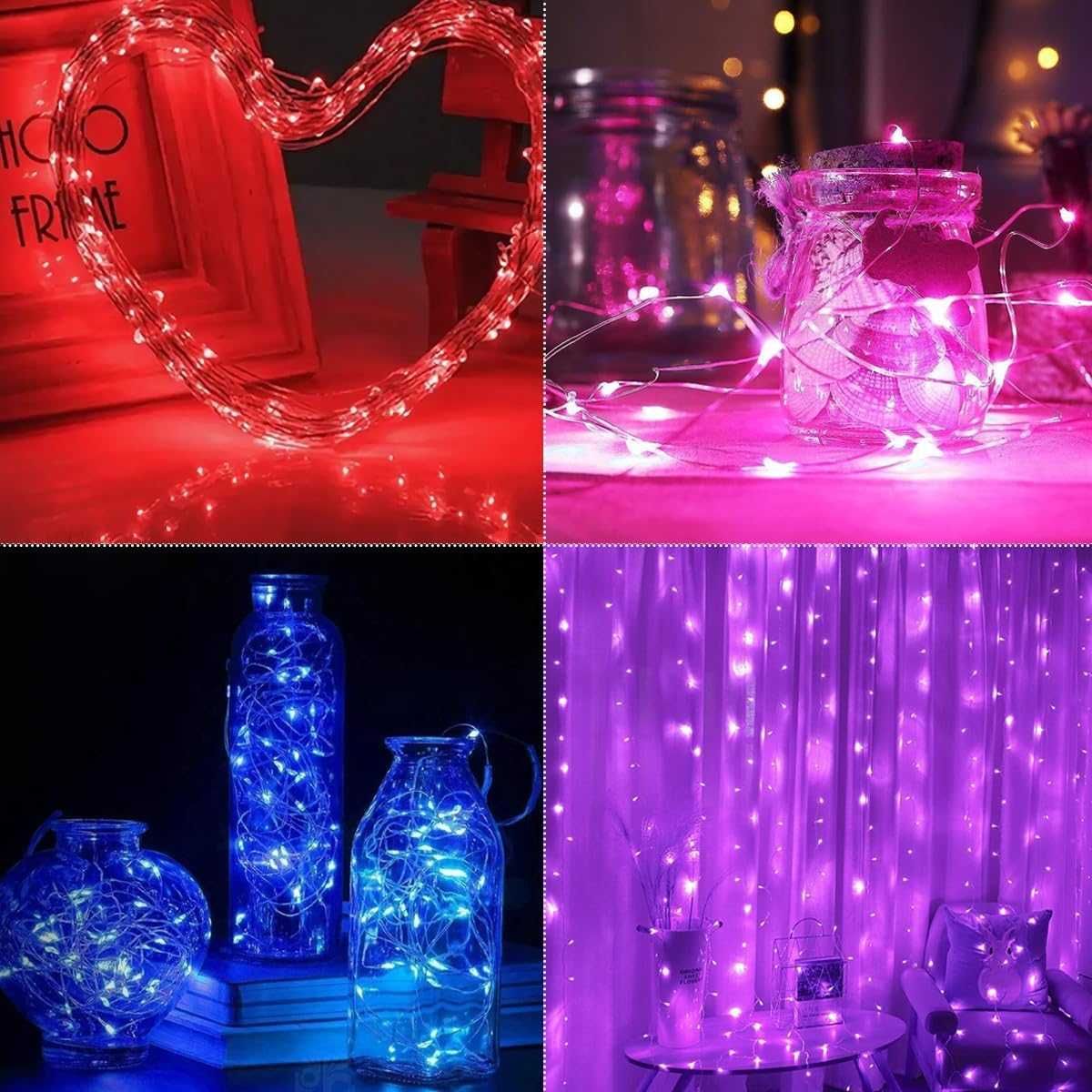 НОВИ! LED лампички – 10м + 3м, лилави, с дистанционно, 2 бр/к-кт