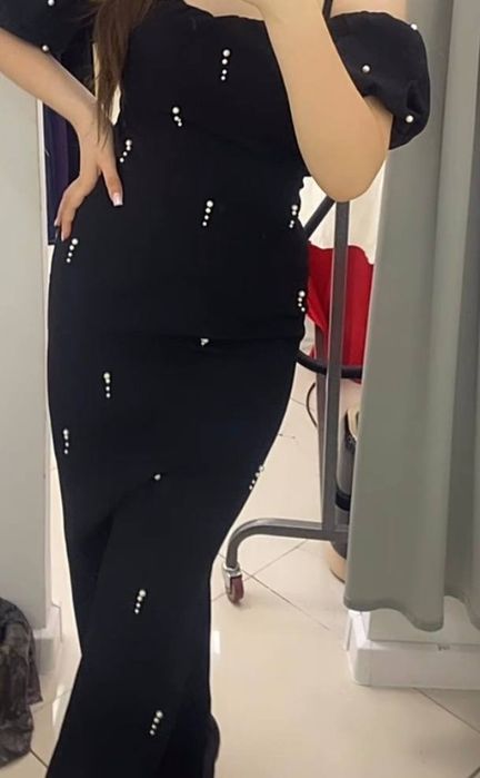 Элегантное чёрное макси-платье | Размер 44 | Надето 1 раз