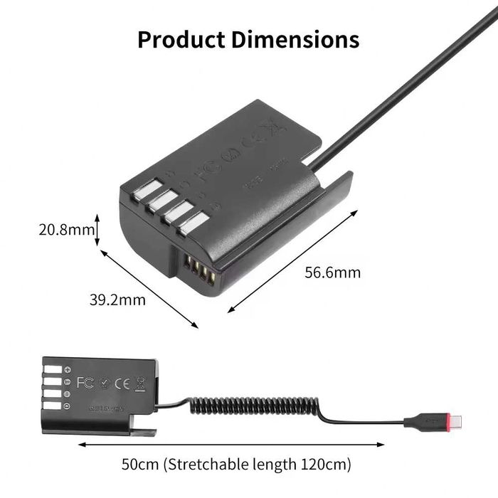 Alimentator USB-C DMW-BLK22 Dummy Battery Panasonic GH5 GH6 G9 DC-S5