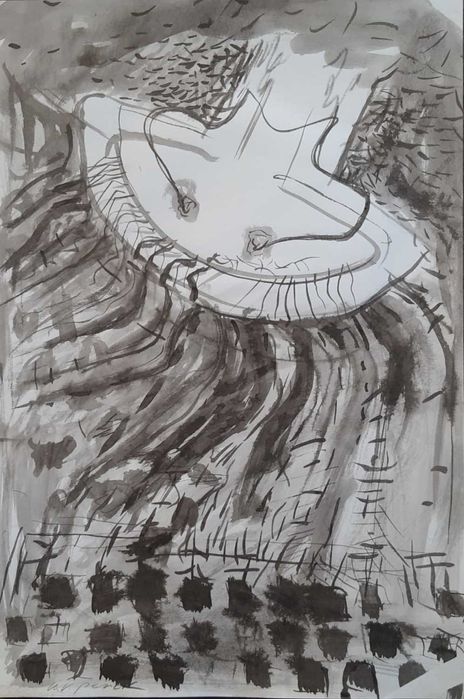 A.R. Penck Tehnică mixtă pe carton, Semnat, Dimensiuni 33 x 50 cm