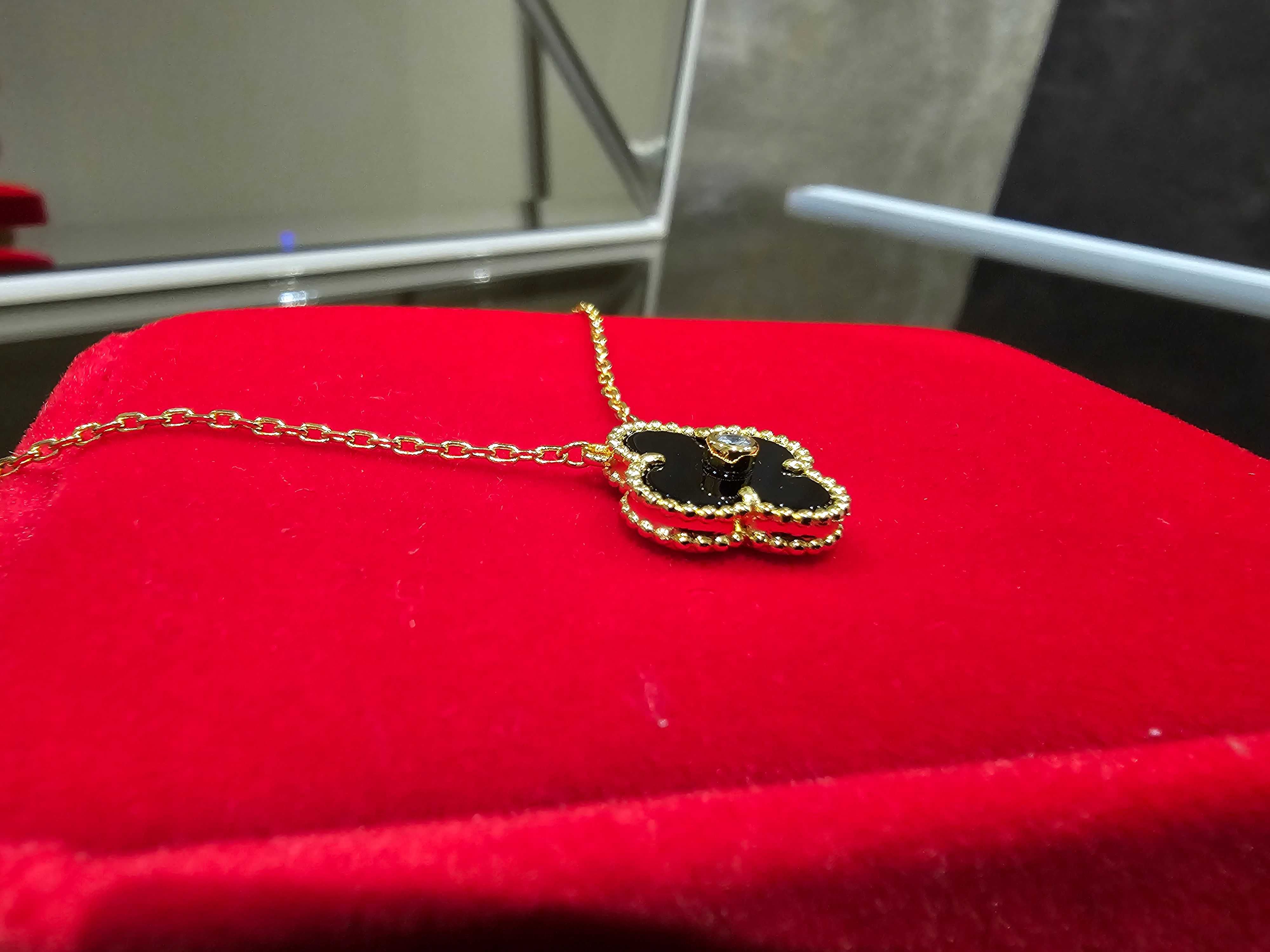 Van Cleef & Arpels VCA Gold Black Diamond Alhambra Clover Дамско Колие