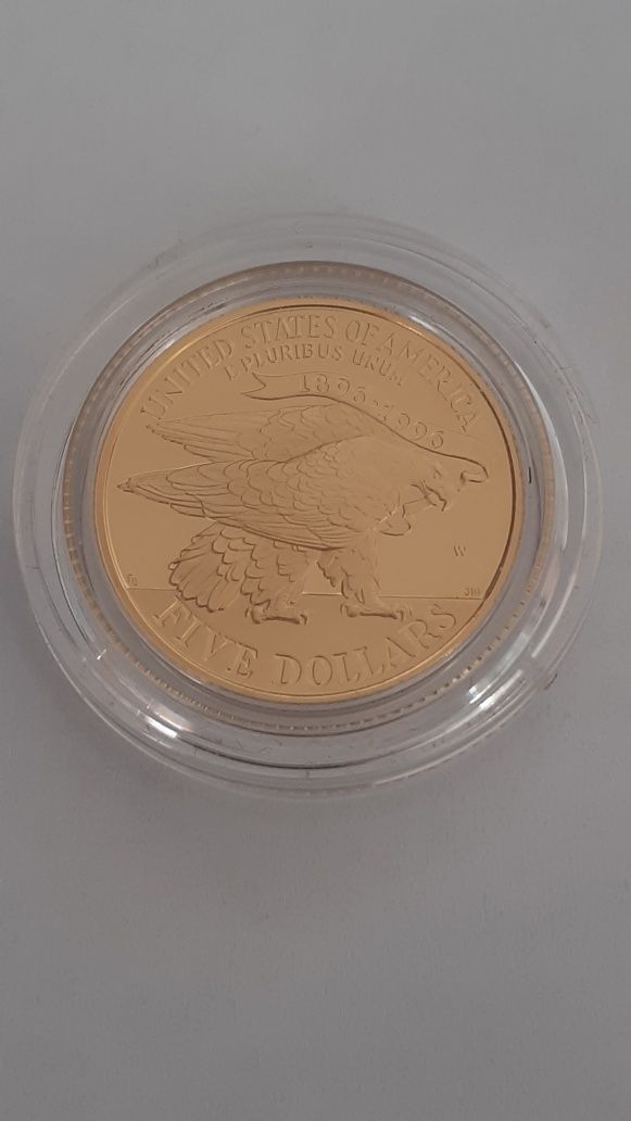 5 dollari 1995 - moneda aur Proof comemorativa pentru Olimpiada XXVI