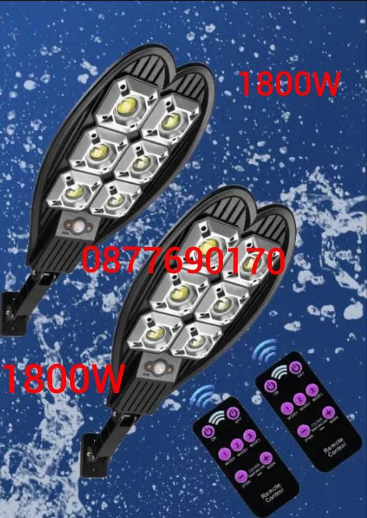 4бр 2400W=94.90 Соларна  LED Лампа IP65+стойка +дистан