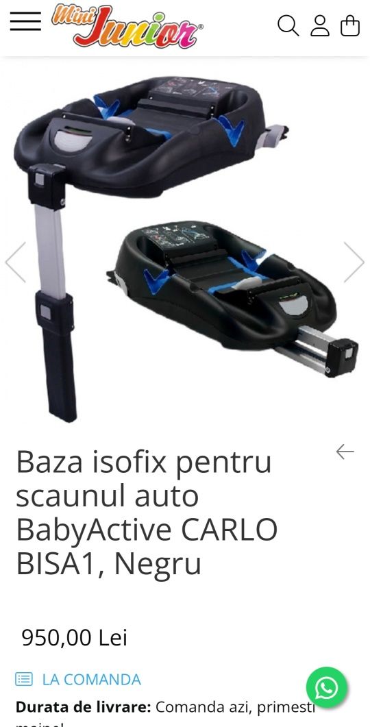 Scaun baby active Carlo plus baza isofix