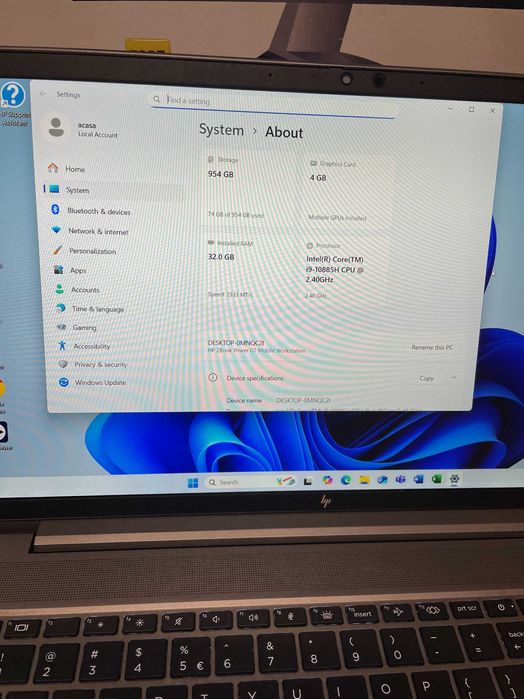 Laptop grafica HP Zbook Power G7, I9 10885H, 32 gb, T2000, garantie