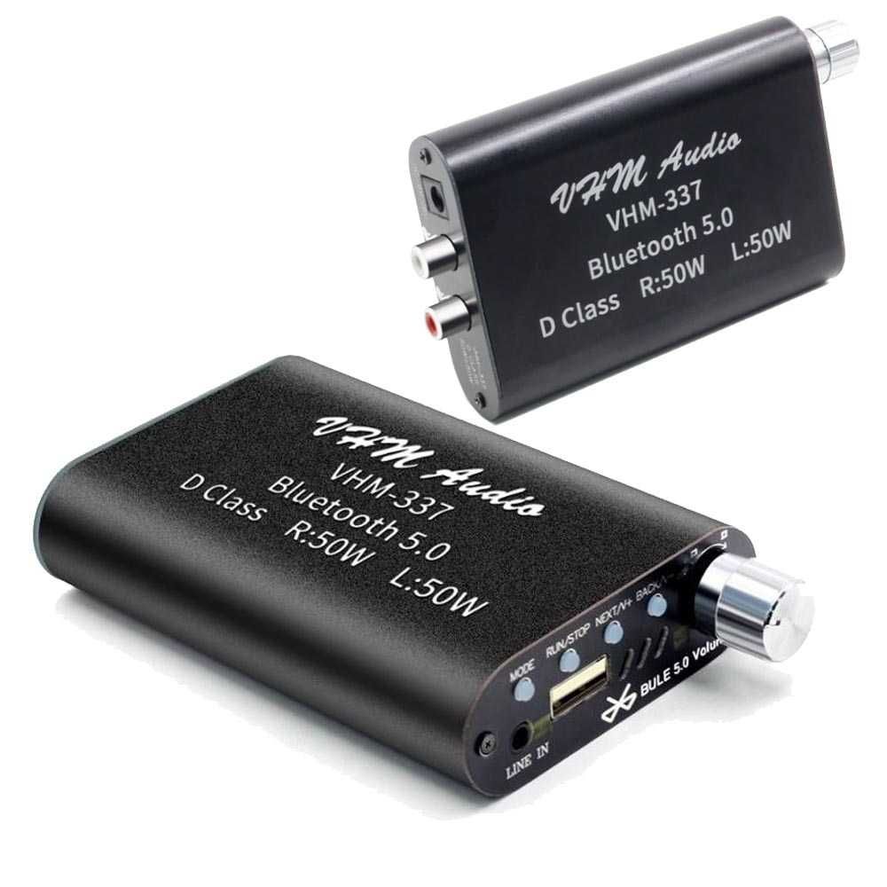 Amplificator digital 2x50W, Bluetooth 5.0, USB, intrare audio de 3,5mm