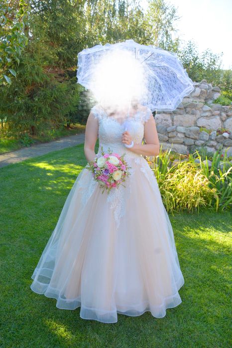 Rochie de mireasa, M 40-42, corset reglabil, potrivită și altor mărimi