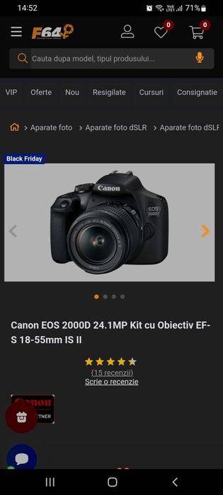 Aparat foto dslr canon eos 2000d