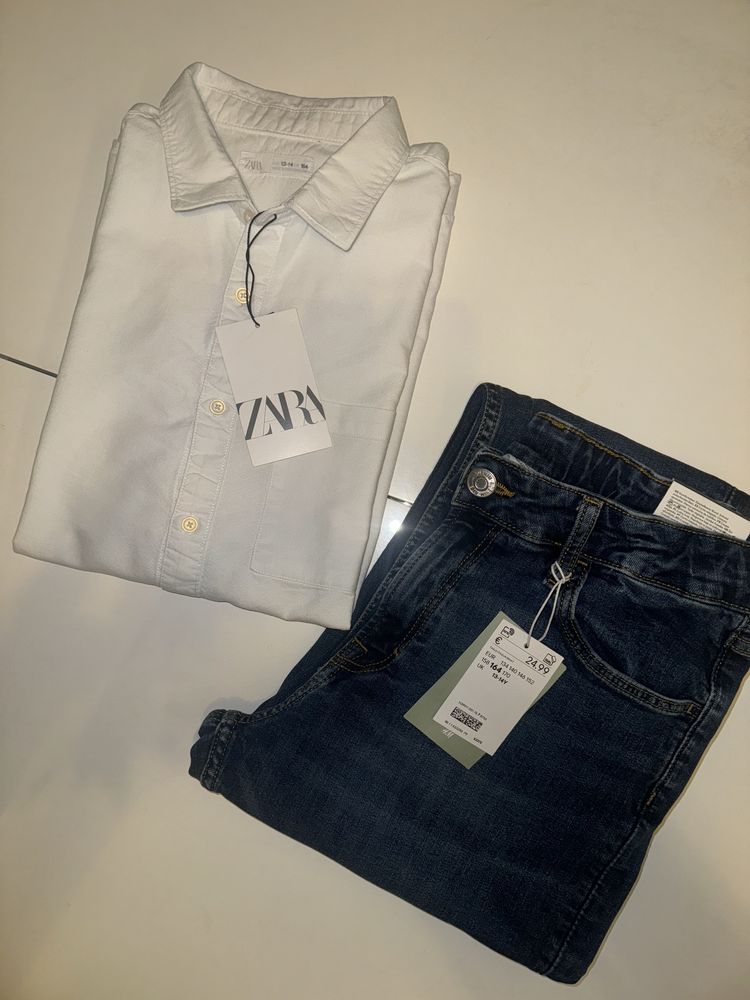 Дънки H&M и Reserved, риза Zara за 12-14 год, Нови!
