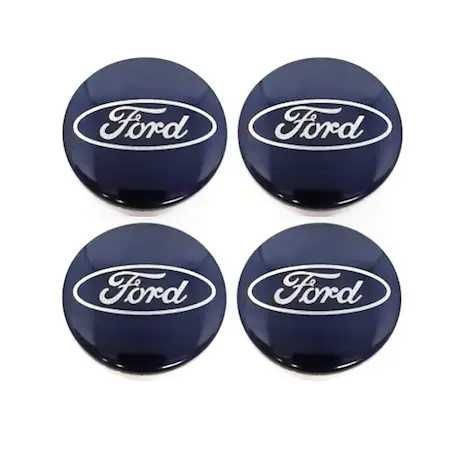 Set Embleme Capace Jante Aliaj Roti Ford 54mm Negru Albastru Argintiu