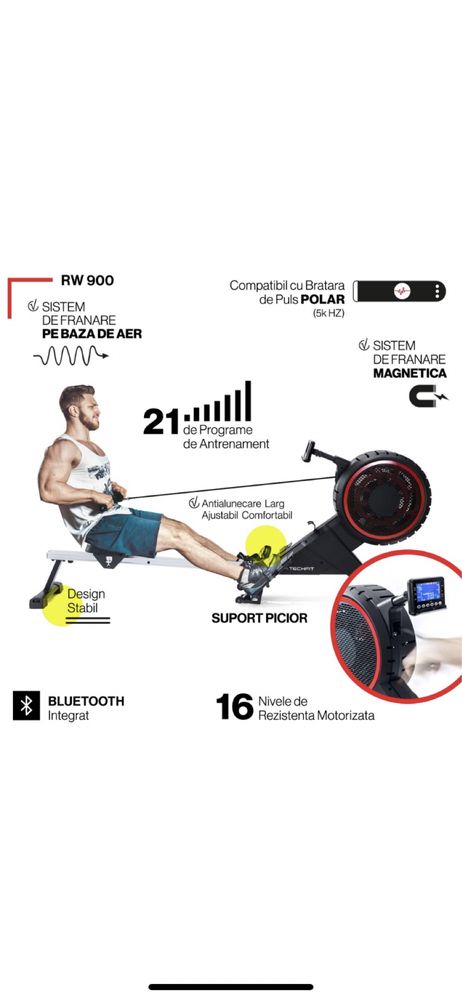 Aparat de vaslit TECHFIT RW-900 Volanta pe aer/ magnetic