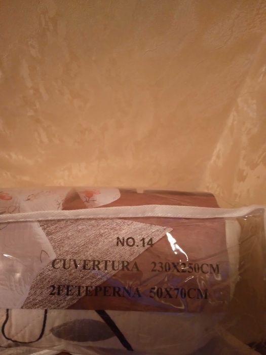 Cuvertură Pat Dublu, 3 Piese, Bumbac 100% Imprimat