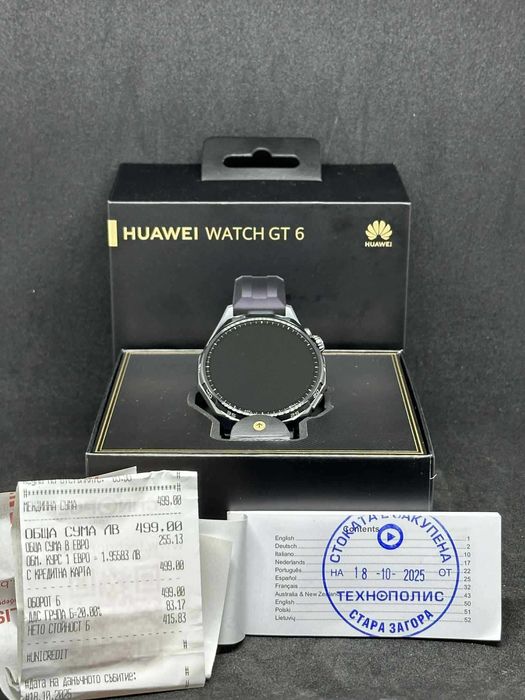 Смарт часовник HUAWEI WATCH GT 6 46mm Black / Гаранция