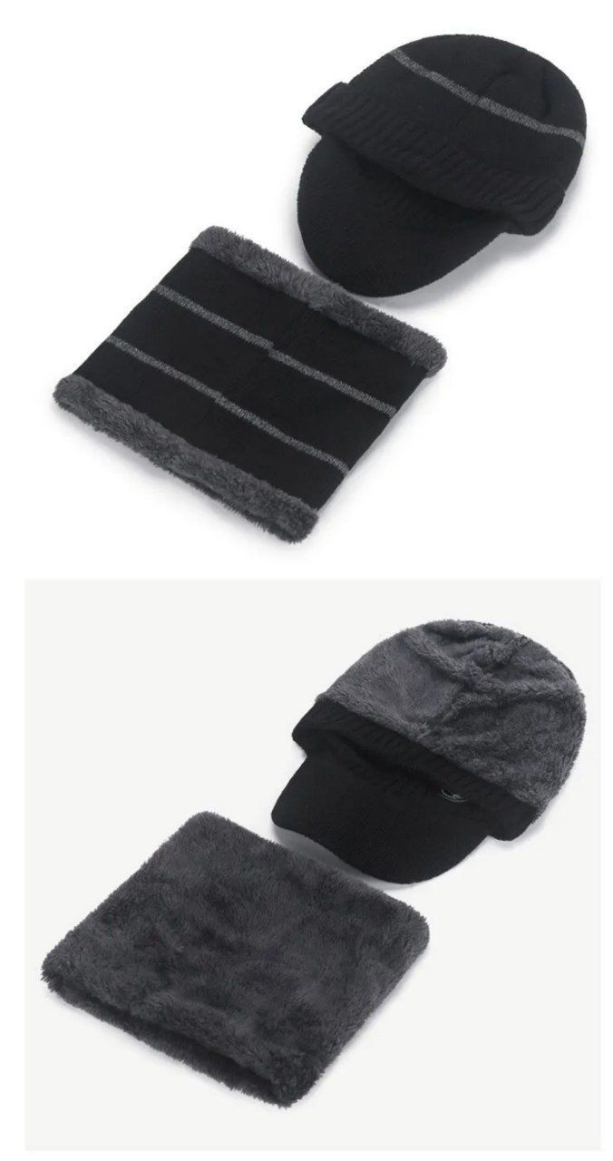Зимняя мужская шапка+ кепка с козырьком и со снудом