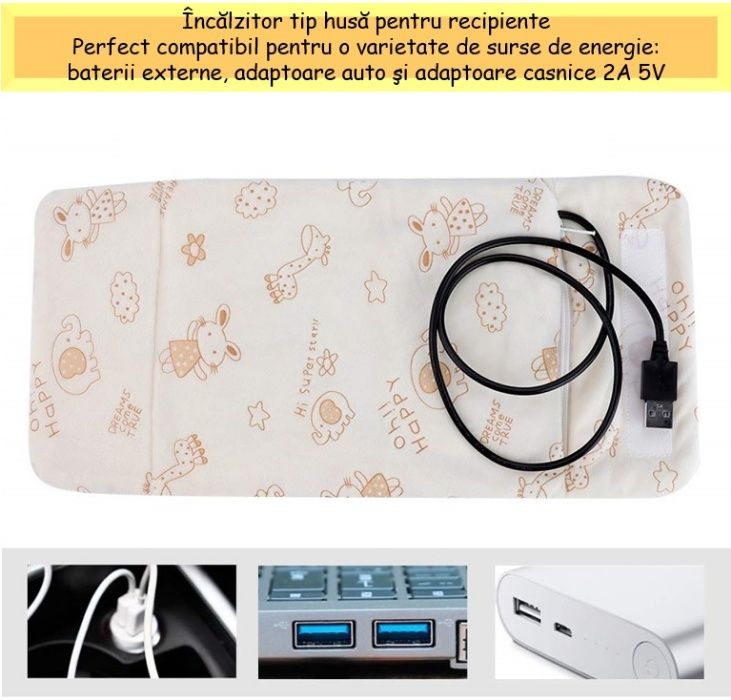 Incalzitor portabil tip husa cu cablu USB - LITTLE TED'S PATH®