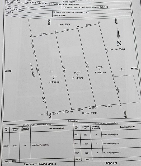 Vand teren Intravailan Comuna Mihai Viteazu  jud cluj 3 parcele.