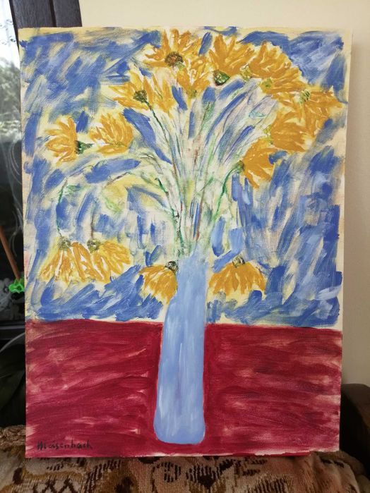 Acuarela originala Karl Meisenbach (1898 - 1976) - Vaza cu flori