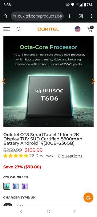Таблет OUKITEL OT8 11" 256GB 30RAM 8800Ah