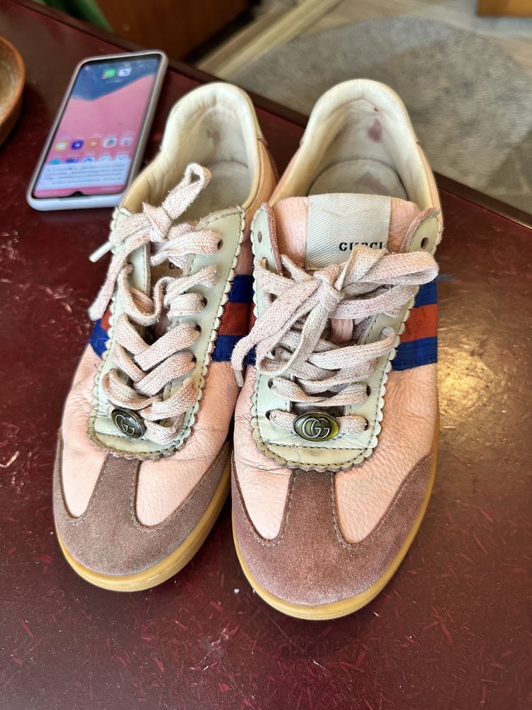 Buy Gucci Wmns G74 Web Low Pink Oatmeal