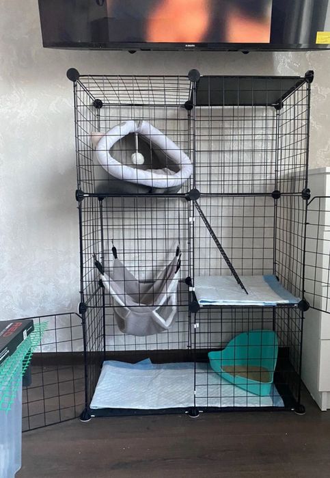 Удобная трехэтажная клетка-вольер для собак, кошек, шиншилл и кроликов