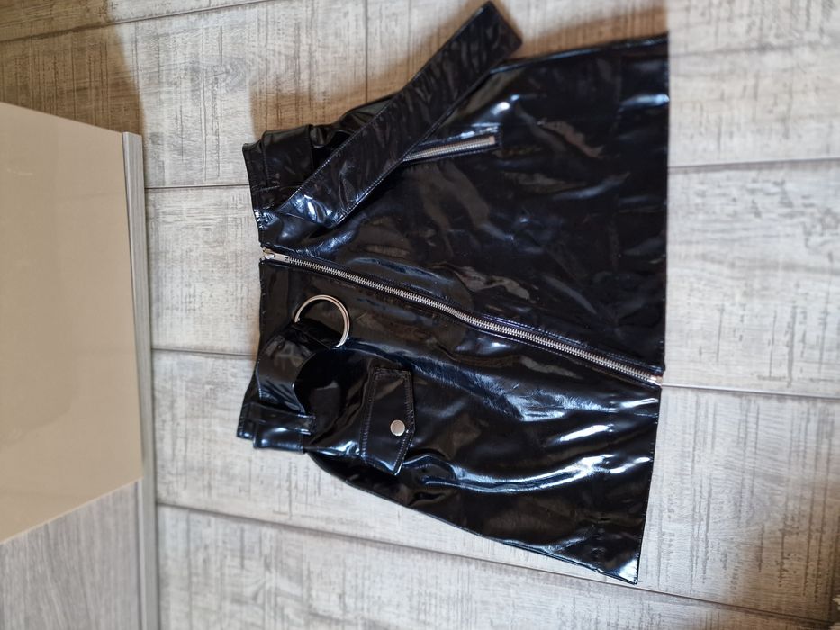 Fusta imitație latex talie înaltă