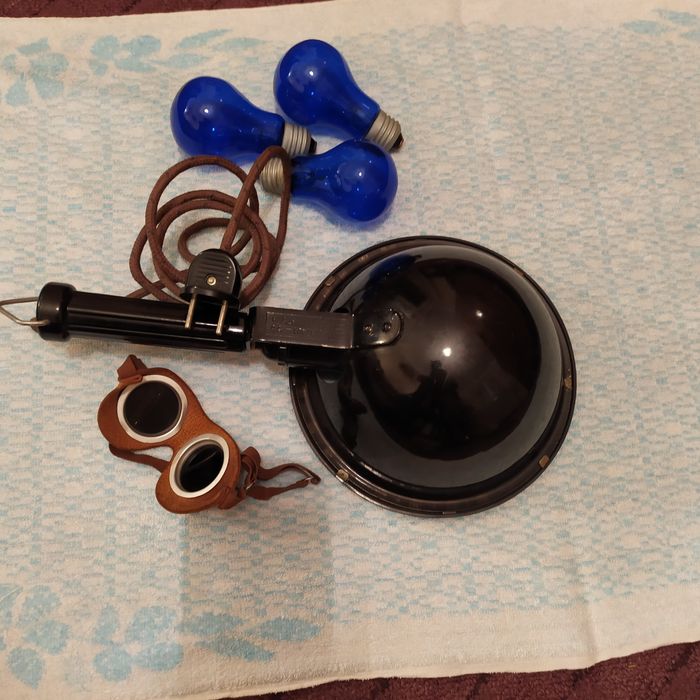 Lampa UV vintage cu ochelari de protecție si becuri de rezervă