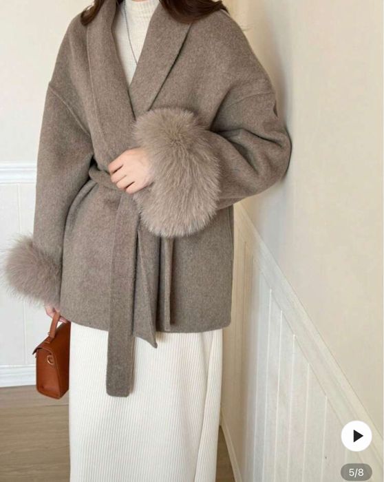 Дамско палто вълна с косъм